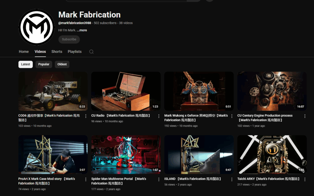 Mark Fabrication Youtube channel with Wukong PC